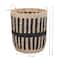 Household Essentials 20" Black & Natural Cattail & Paper Pillar Basket